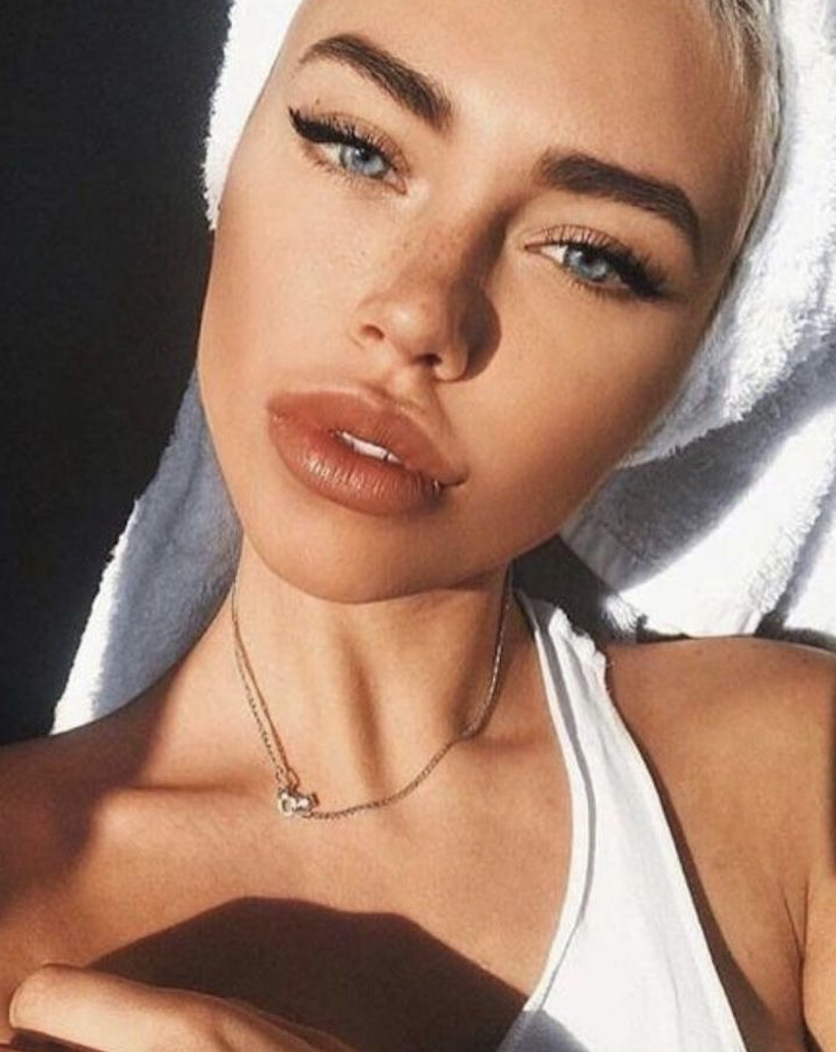 Girl with towel on head
